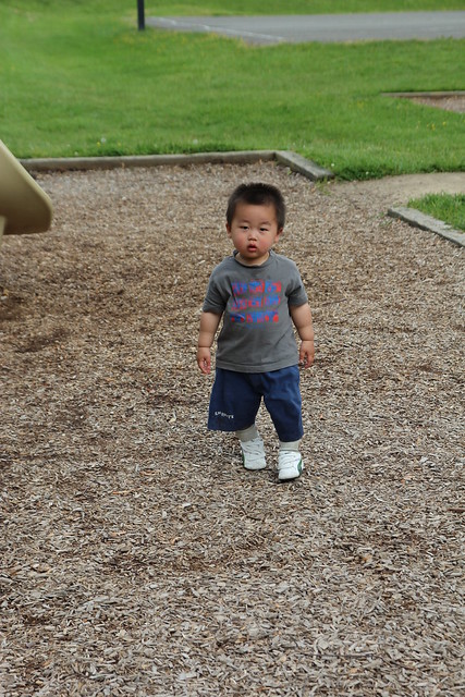 18 month old Brennan on the playground