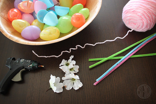 supplies for an Easter wreath