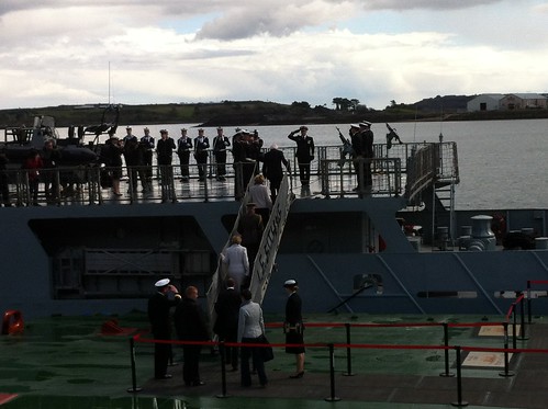 President Higgins boarding the L.E. Eithne in Cobh by despod