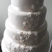 W064 - Four Tier Ivory Blossom Wedding Cake
