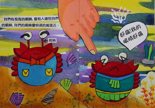 生態繪本內頁，小朋友自己畫出正確對待海洋生物的態度