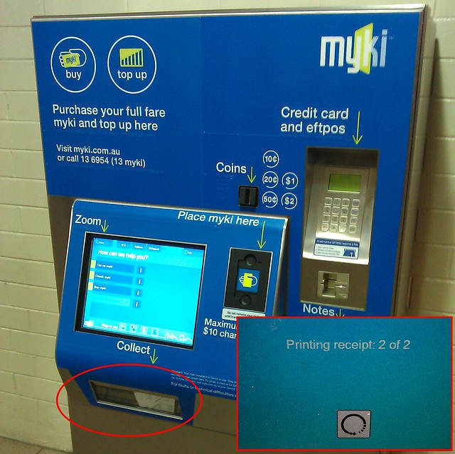 Myki receipts: "Yes" means 2, "No" means 1.