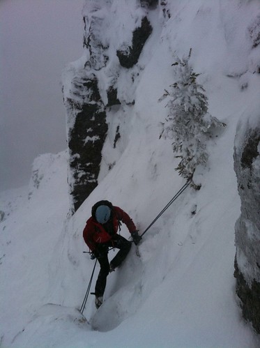 James abseiling down the South Peak of The Cobbler