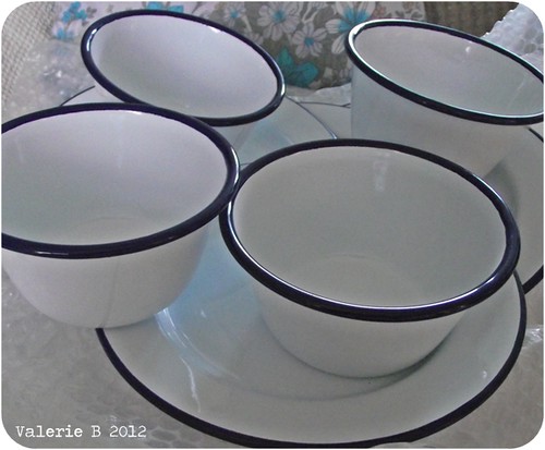 enamel bowls and plates