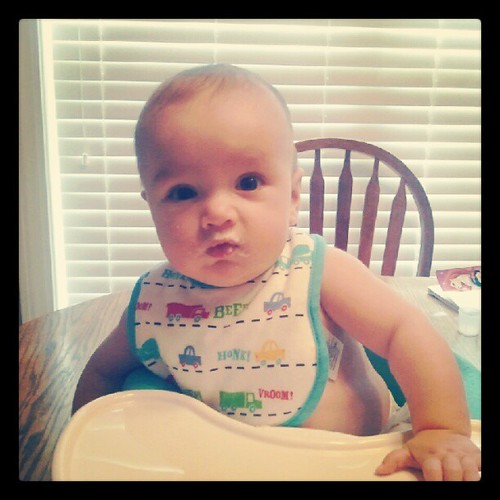 bennett just tasted a little cereal! (im not a hypocrite, it was organic brown rice!) :) not sure what he thought about it. think we will just start food soon.