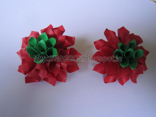 Handmade Jewelry -  Paper Cone Stud Earrings (Maroon and Green) by fah2305