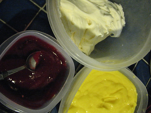 lemon curd, raspberry filling and cream cheese icing