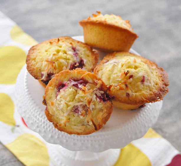 Individual Coconut-Raspberry Pound Cakes
