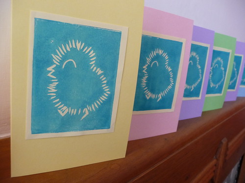 Easter Chick Lino Cut Print Card