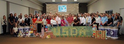 Missouri USDA employees created a can sculpture with over a thousand pounds of food they collected for the Food Bank of Central and Northeast Missouri. 