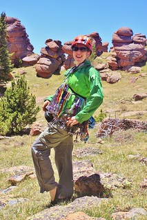 Clare With Trad Gear at Bison Peak