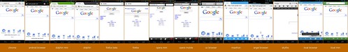 Screenshot showing google.com rendered on different android browsers