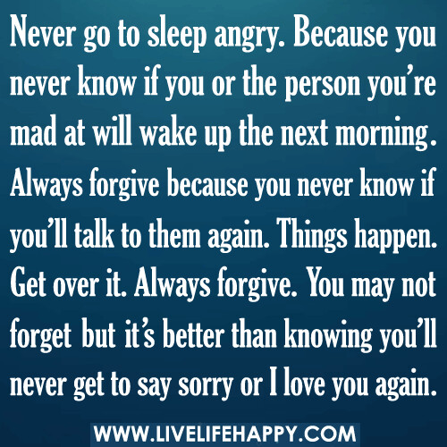 Never go to sleep angry