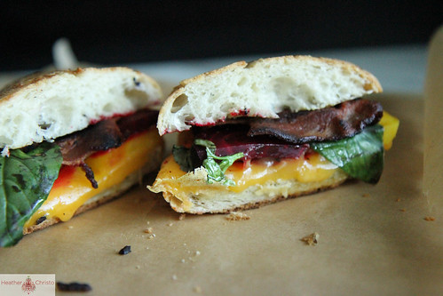 Beet, Bacon and Basil Grilled Cheese Sandwich