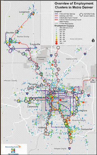 map of employment locations in Denver (via Denver Reg Equity Atlas)