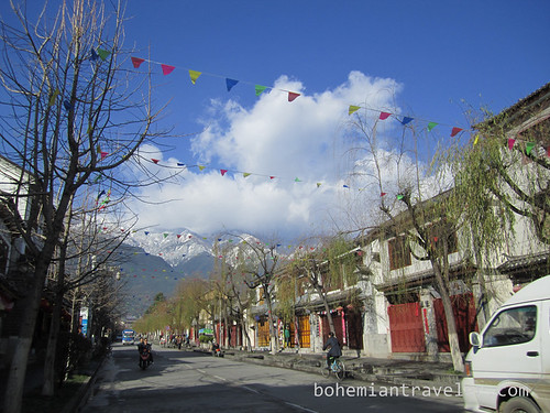street of Dali China and Mtns