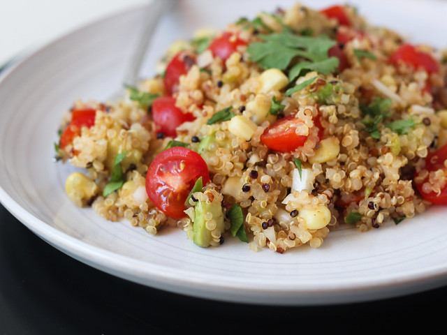 Toasted quinoa salad with jalapeno-lime dressing