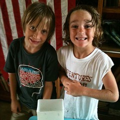 2 soaking wet Tadpole hunters - returned from their adventure #mobsociety #family