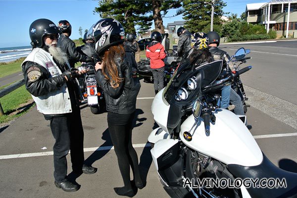 Chatting with the bikers