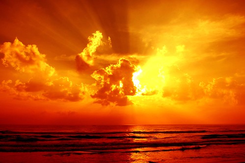  無料写真素材, 自然風景, 海, 空, 雲, 朝焼け・夕焼け, 橙色・オレンジ  