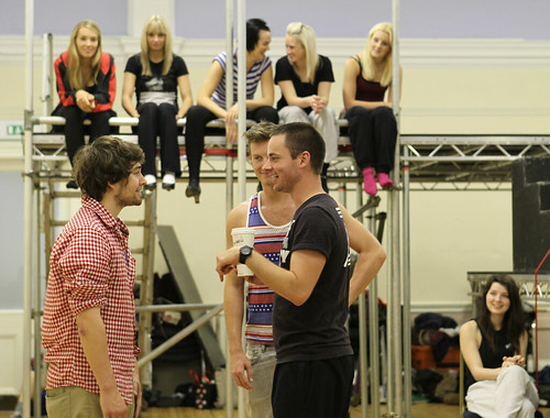 Director Andrew Gowland with the cast of the MGA production of The Producers, Church Hill Theatre Edinburgh, July 2012