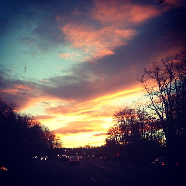 Driving's not so bad when this is your view. #sky #orange