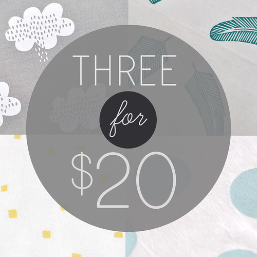 3 for $20 handprinted fabric panels