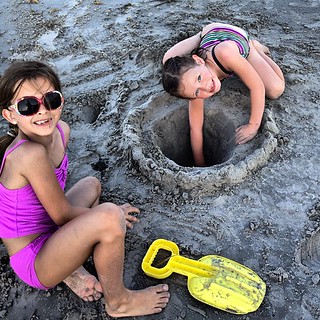 Digging a hole to China. #texas #beach
