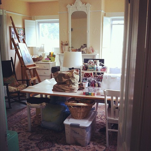 welcome to our family art room #unschooling #creativespaces #studio #organizedmess #interiors