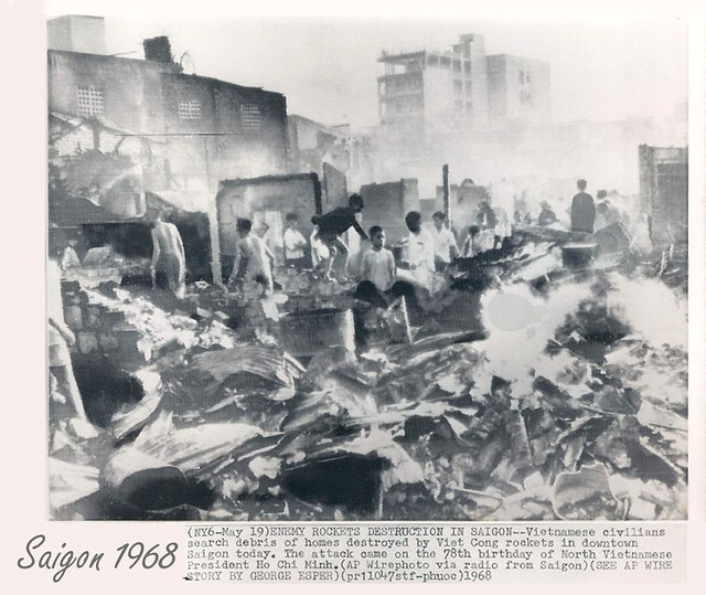 Saigon 1968 - Viet Cong Rockets Destroy Homes in Downtown