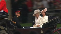 Prince Harry Duchess Of Cornwall And Duchess Of Cambridge Trooping The Colour BBC1 Screenshot Horseguards Parade London June 2016