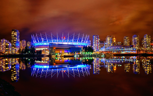 Vancouver BC Place in Blue at Night