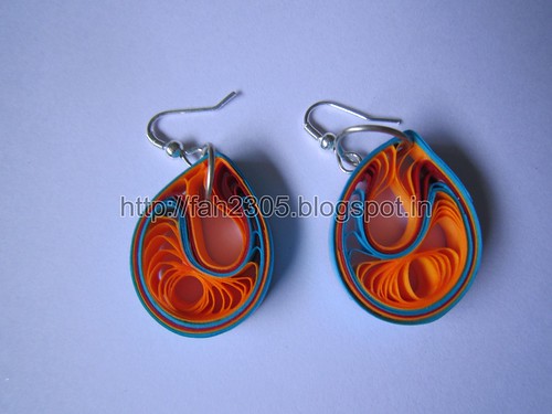 Handmade Jewelry -  Paper Teardrops Earrings(Jaali - Blue and Orange) (1) by fah2305