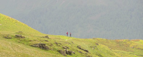 Two walkers on the ridge