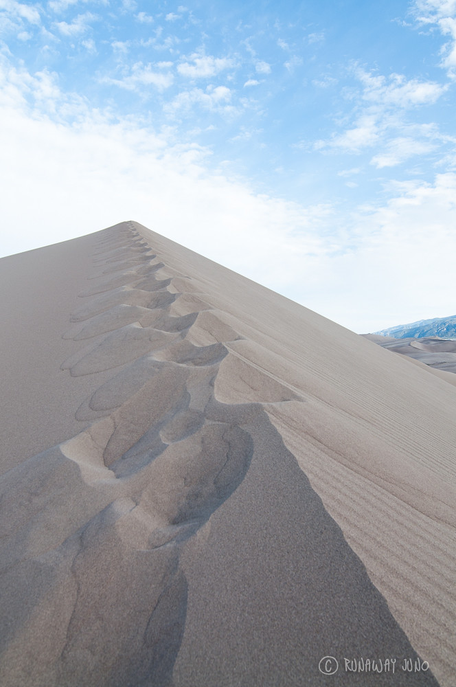 Walking along the ridge of the great sand dunes