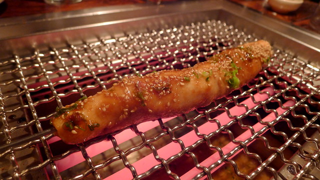 Asian-Cajun Andoillete = 100% kobe sausage stuffed in large intestine