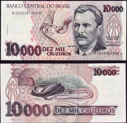 10 000 Cruzeiros Brazília 1992, Pick 233