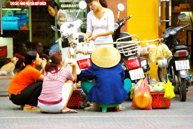 Vietnamese women vendors in Saigon