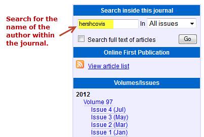 Search within a journal
