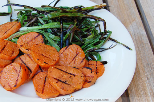 Grilled Sweet Potatoes and Green Onions