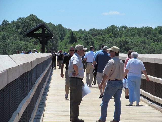 Visitors enjoy a walk on the bridge.