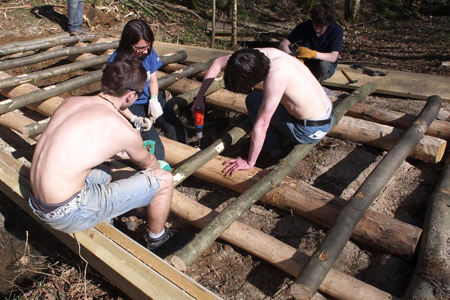 DSC_3737 Building a log bridge