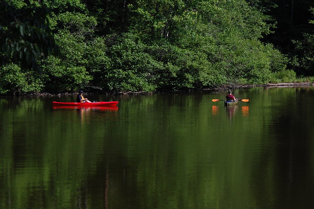 Heroes on the Water members kayak on Bear Creek Lake.