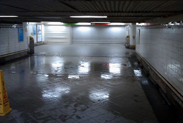 Wet floor: Flinders Street station, Degraves Street subway