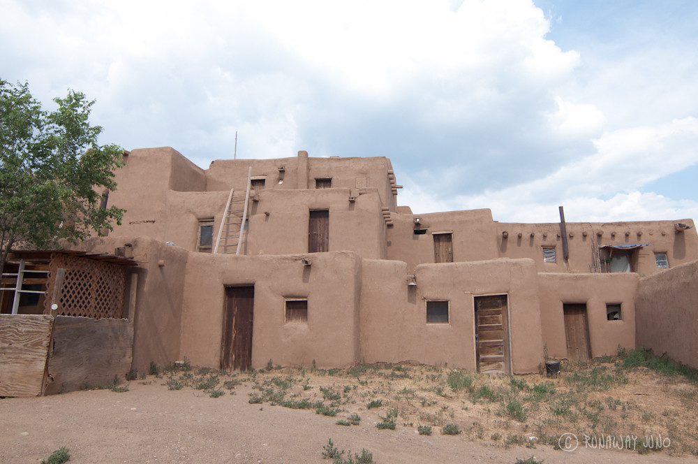 Multi-story Adobe house in Taos Pueblo