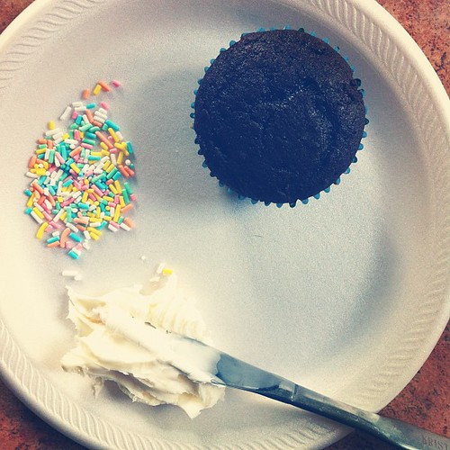 Good morning. {McKinley's icing her own cupcake for breakfast. #dontjudge}