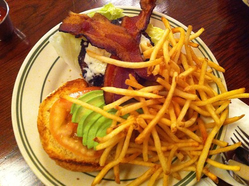 Bacon Avo Burger with fries!
