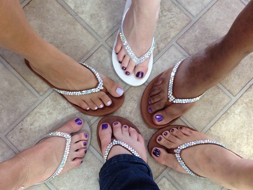 Manicured tootsies and our bridal party sandals