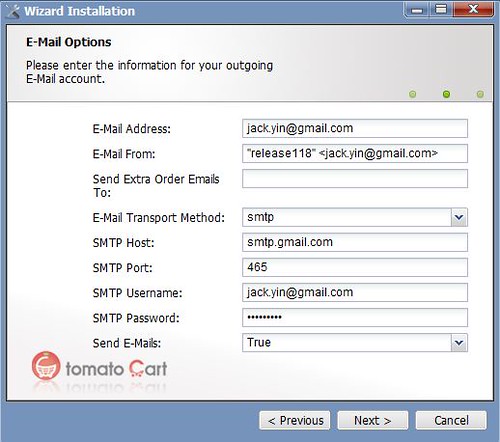 Email Configuration in Installation Wizard