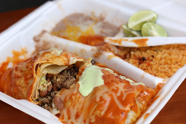 Carne Asada Burrito with Rice and Beans